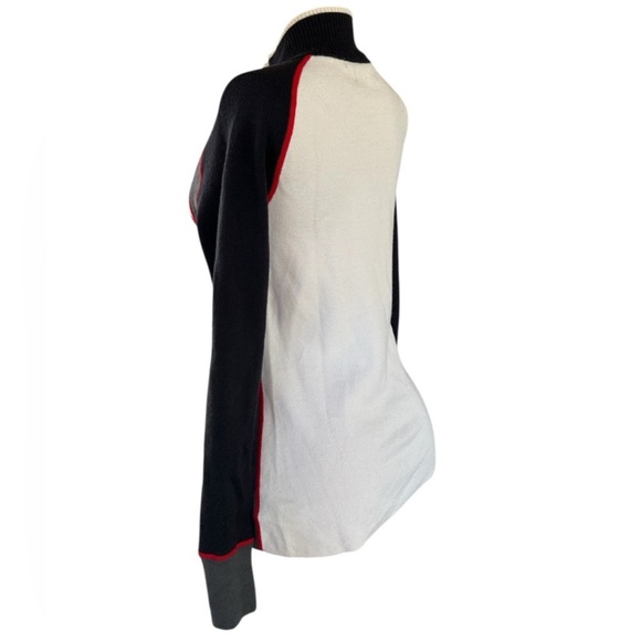 Vintage Eddie Bauer Women's Black and Cream Half-Zip Ski Sweater Top - Picture 3 of 12